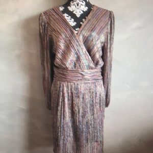 Julia Jordan V Neck Metallic Stripe Knit Dress Plus Size 16 NWT